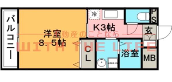 ローズガーデンII(1K/4階)の間取り写真