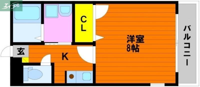 サンハイム津島西(1K/3階)の間取り写真
