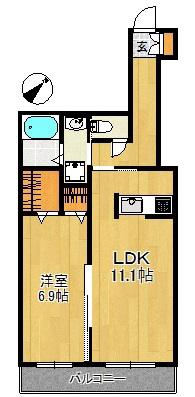 アリエッタ(1LDK/3階)の間取り写真