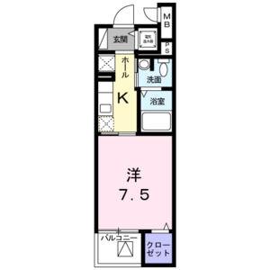 ラシュレ(1K/4階)の間取り写真