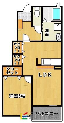 ジェネシスII(1LDK/1階)の間取り写真