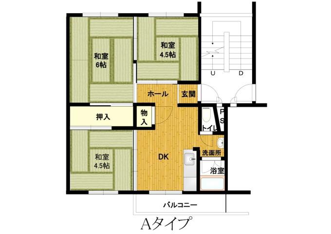 地下鉄西神・山手線 伊川谷駅 バス乗車時間：15分 最寄りバス停で下車 徒歩1分 5階建 築54年(3DK/1階)の間取り写真