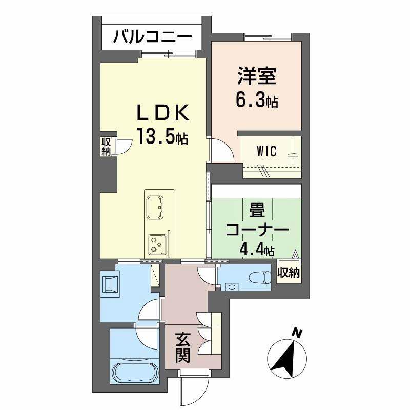 AZUR米山(2LDK/3階)の間取り写真