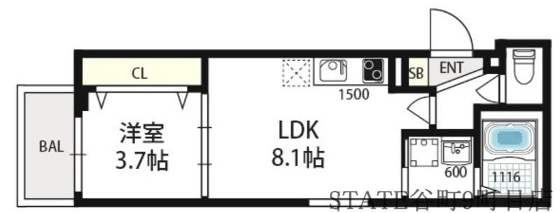 グリーンフォレスト(1LDK/3階)の間取り写真