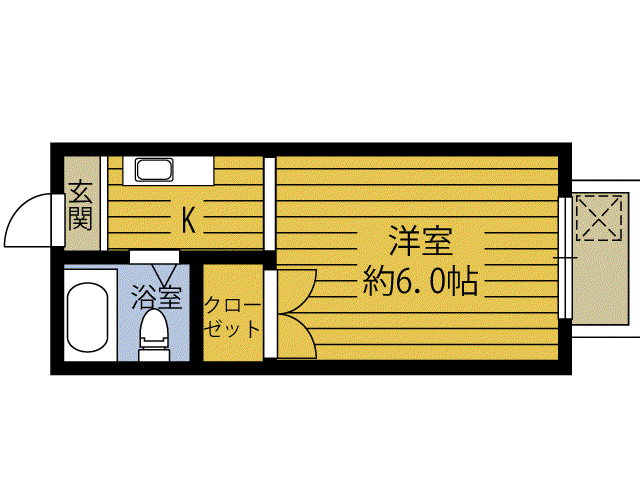 グリーンノアII(1K/1階)の間取り写真