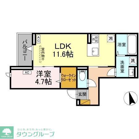 D-SOLACE津田沼II(1LDK/2階)の間取り写真
