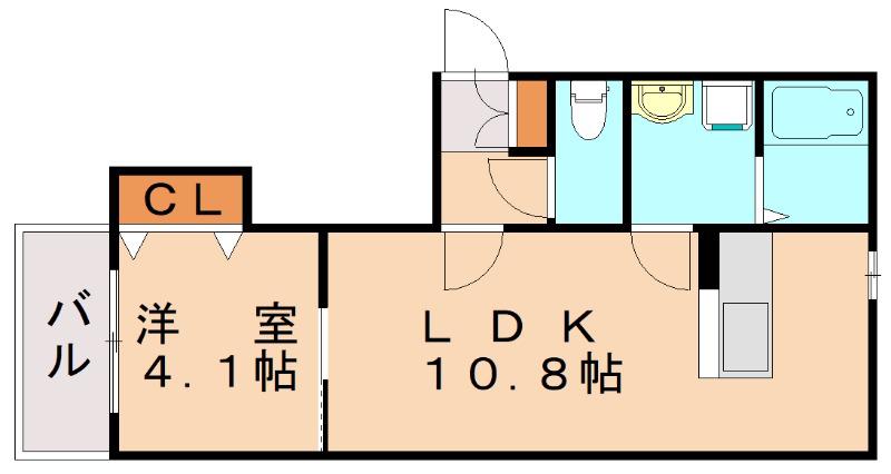 メゾンボア・周船寺(1LDK/2階)の間取り写真