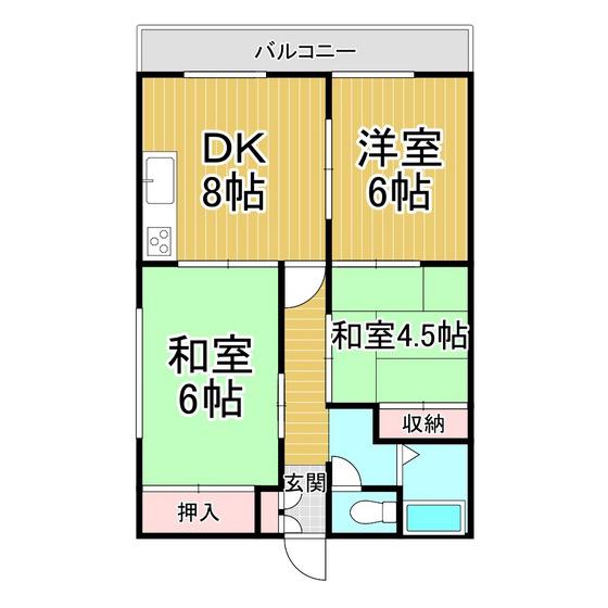 マンション木田(3DK/3階)の間取り写真