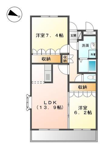 アグア カリエンテ(2LDK/2階)の間取り写真