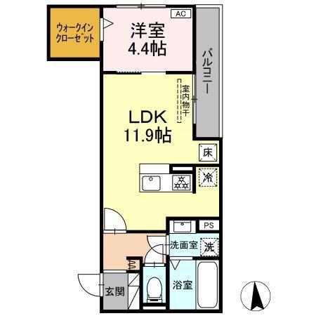 D-CRINUM 富士見町(1LDK/1階)の間取り写真