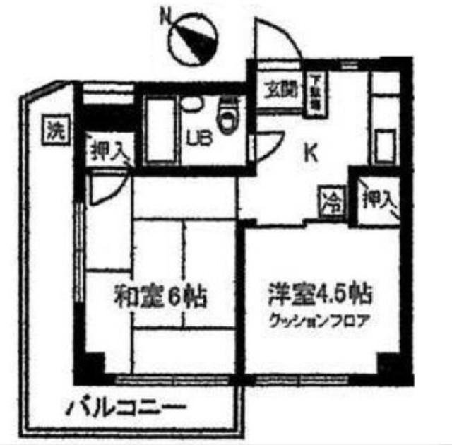 シャトー向原(2K/2階)の間取り写真