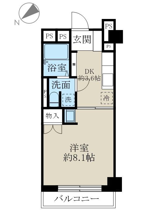 マンション礎(1K/4階)の間取り写真