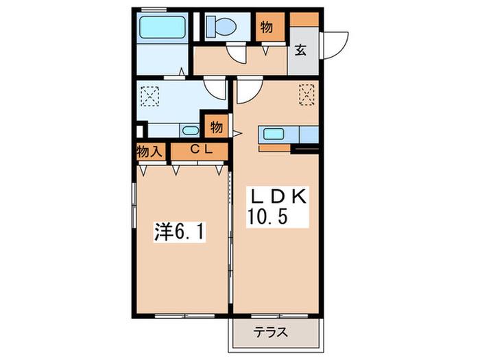 蒼の杜 空(1LDK/1階)の間取り写真