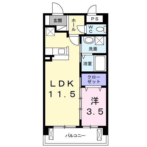 アンジュール東口(1LDK/3階)の間取り写真