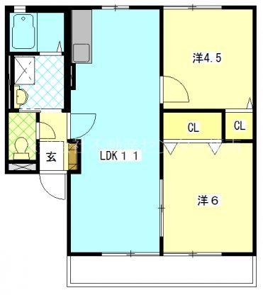 COSMOSII(2LDK/2階)の間取り写真