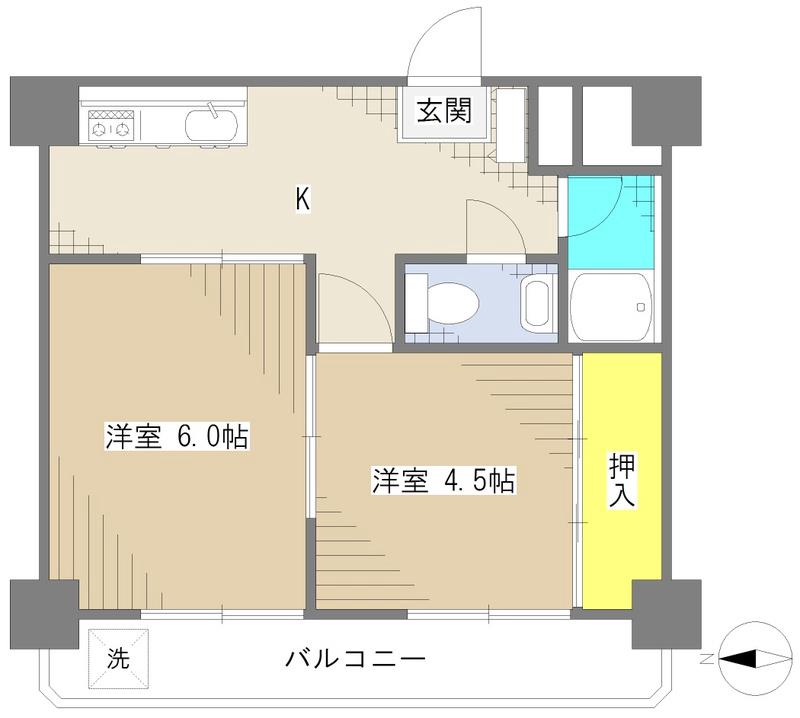 和田クリーンキャッスル(2K/3階)の間取り写真