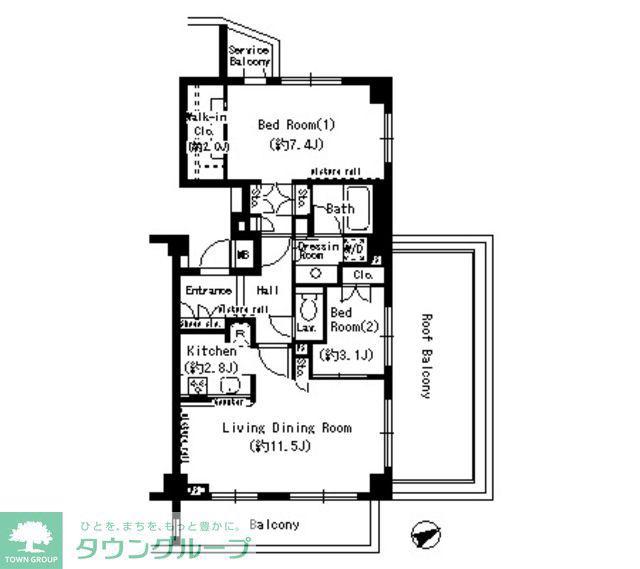 パークアクシス学芸大学(2LDK/5階)の間取り写真