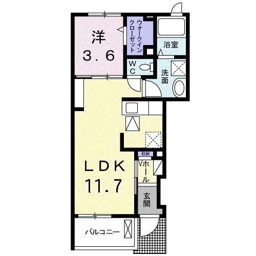 グリシーヌ‐Y(1LDK/1階)の間取り写真