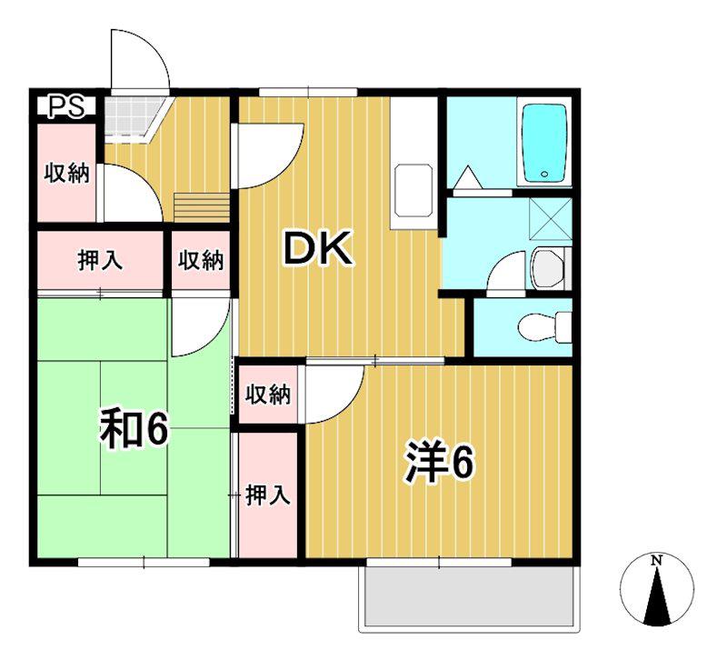クラルテ南高野(2DK/2階)の間取り写真
