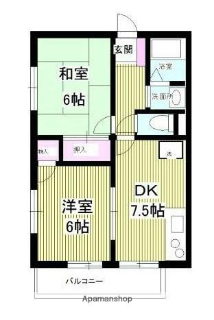 ガーデンハイム(2DK/1階)の間取り写真