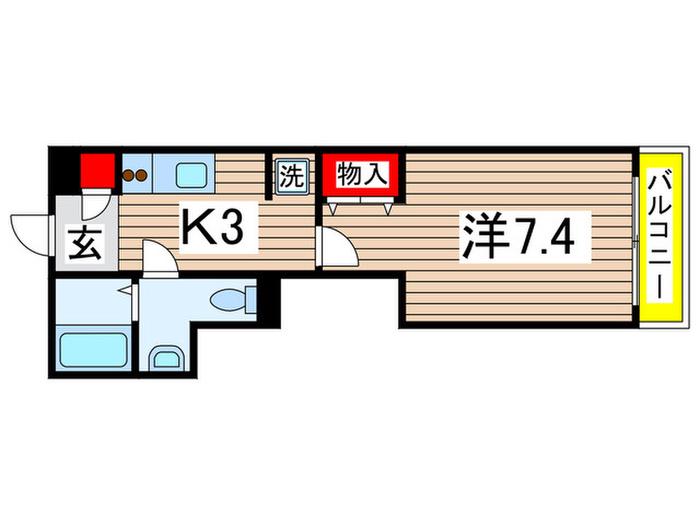 クリスタル(1K/2階)の間取り写真