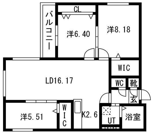 CIEL幌平橋II(3LDK/2階)の間取り写真