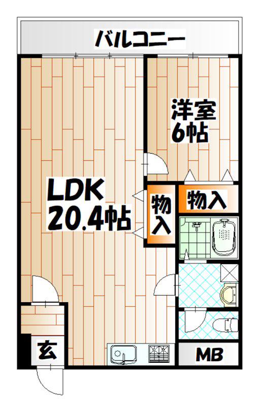 ハニーハイツ三萩野(2LDK/9階)の間取り写真