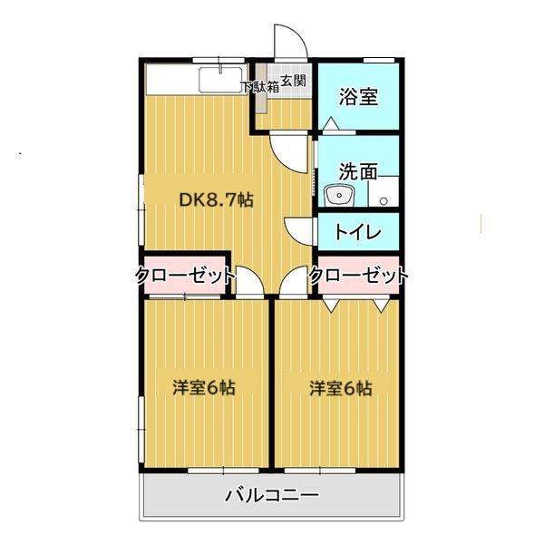 キャッスルパーク(2DK/2階)の間取り写真