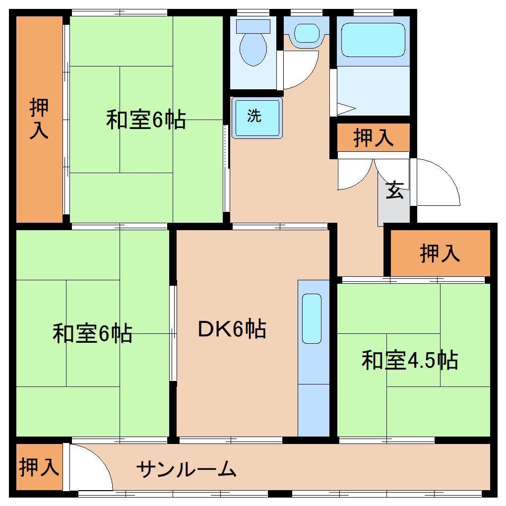 西館マンション(4DK/3階)の間取り写真