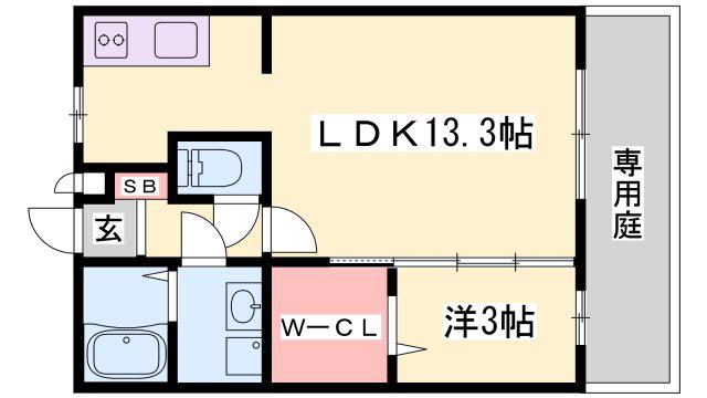 プラシード(1LDK/1階)の間取り写真