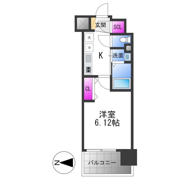 LUXE布施北III(1K/12階)の間取り写真