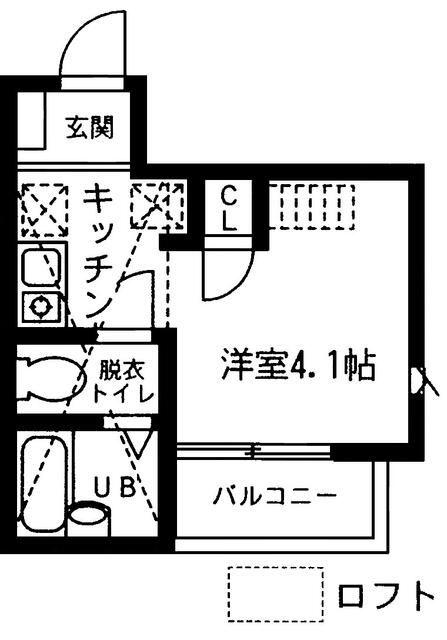 フェリーチェ上祖師谷(1K/2階)の間取り写真
