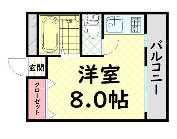 アルモカーサMOZU(1K/2階)の間取り写真