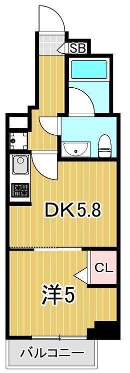 クラリティア綾瀬(1DK/9階)の間取り写真