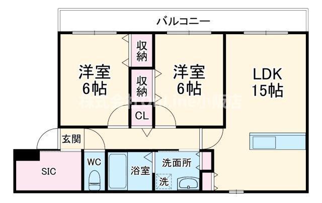 ST.POLARIS瓢箪山(2LDK/2階)の間取り写真