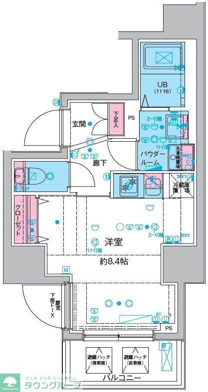 GENOVIA本所吾妻橋III(ワンルーム/8階)の間取り写真