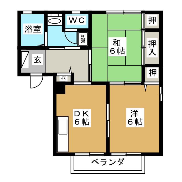 レオーネハイツ(2DK/2階)の間取り写真