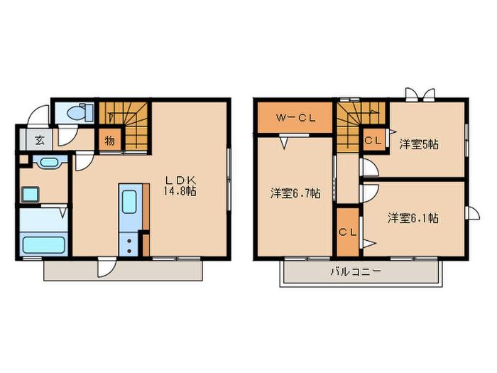 グリシーナ(3LDK/1階)の間取り写真