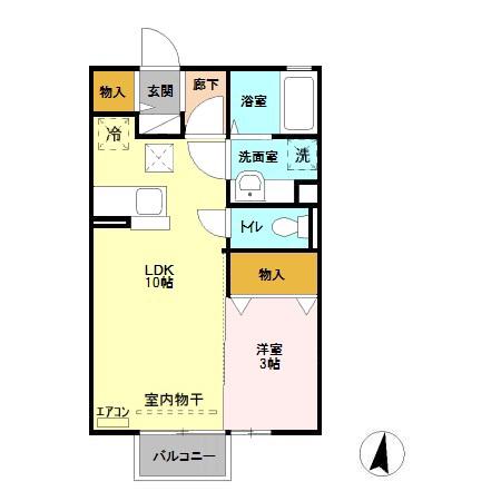 ミウ・ヴィエント(1LDK/1階)の間取り写真