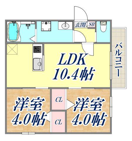 アバンティオ杭瀬2(2LDK/3階)の間取り写真