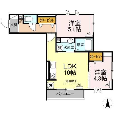 クレールガーデン(2LDK/2階)の間取り写真