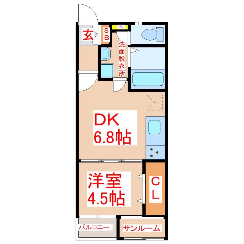 LEA TERRACE(1DK/2階)の間取り写真