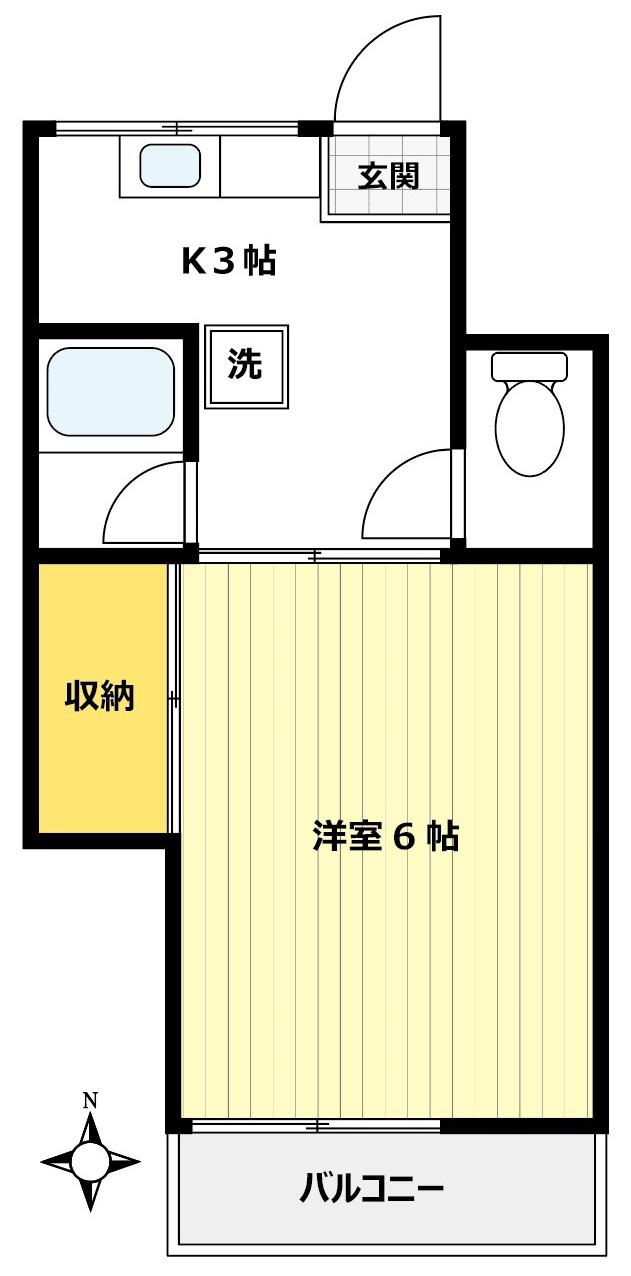 ヒロハイツ(1K/1階)の間取り写真