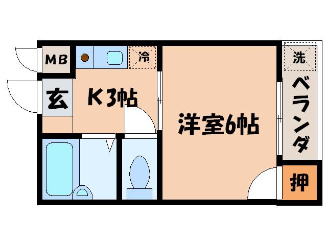 クインズコート(1K/2階)の間取り写真