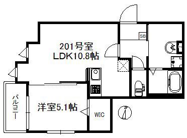 3ON 726(1LDK/1階)の間取り写真