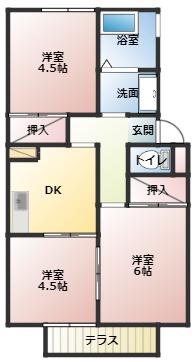プレジール東海(3DK/2階)の間取り写真