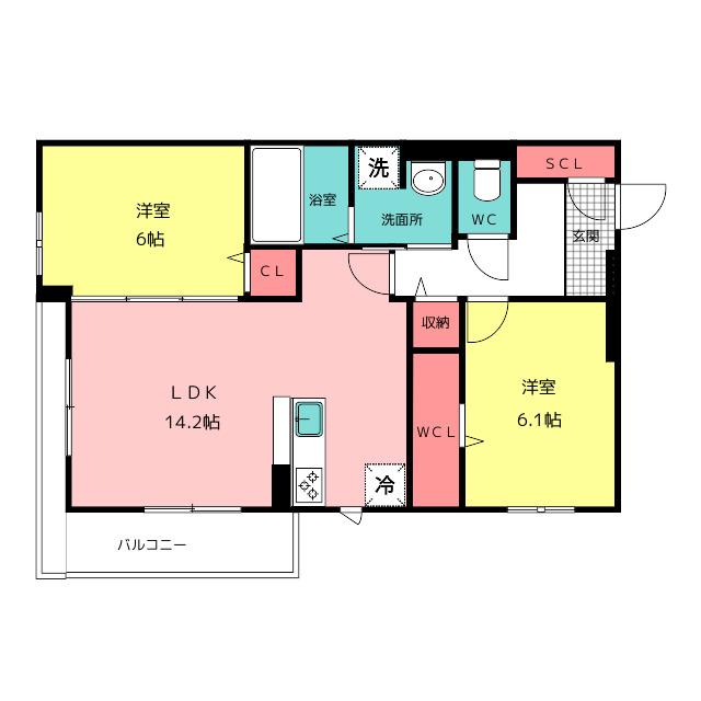 プラーナ(2LDK/2階)の間取り写真