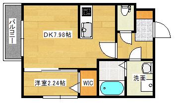 MOVE庚午北弐番館(1DK/1階)の間取り写真
