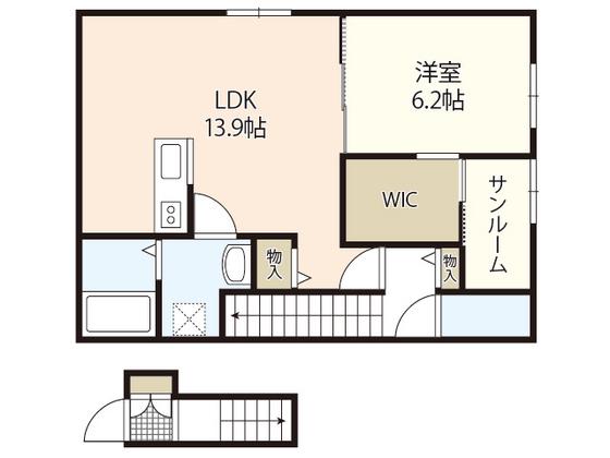 南栄3丁目アパート(1LDK/1階)の間取り写真