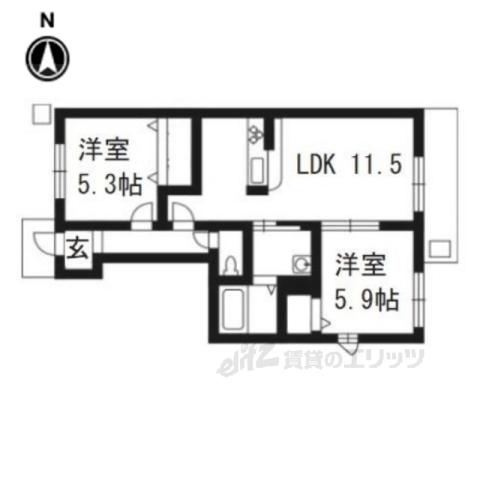シンハイム(2LDK/1階)の間取り写真